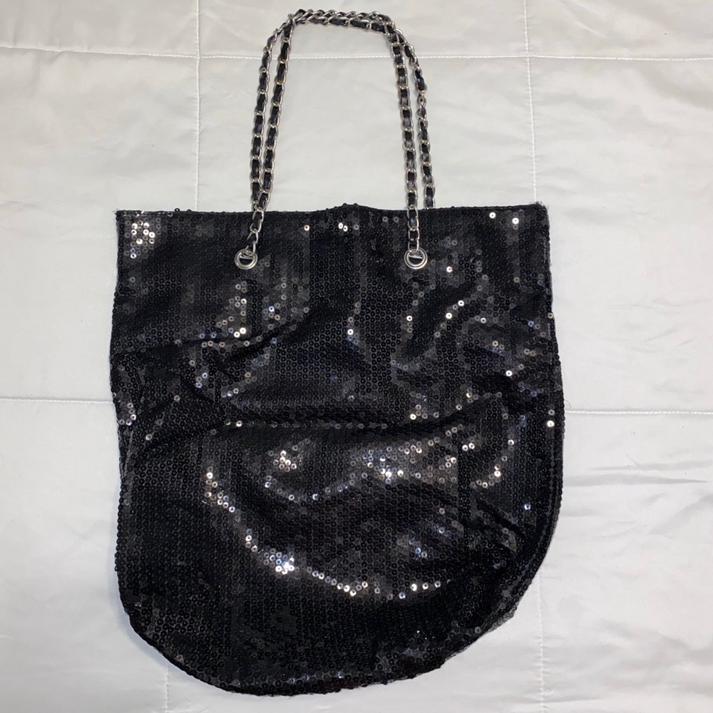 Black Sequin Tote Bag